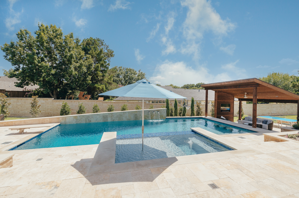 swimming pool with umbrella in